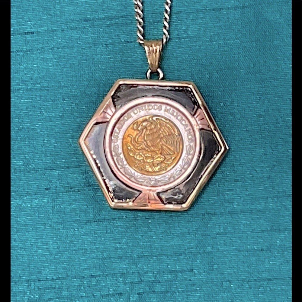 Handmade Silver, Gold Mexican Coin Necklace